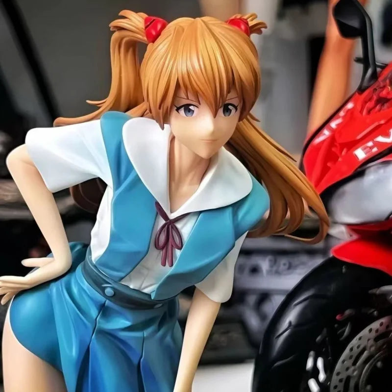 Anime Neon Genesis Evangelion Asuka 20cm Action Doll Model School Uniform Girls Pvc Desk Decoration Doll Gk Model Toys Gifts