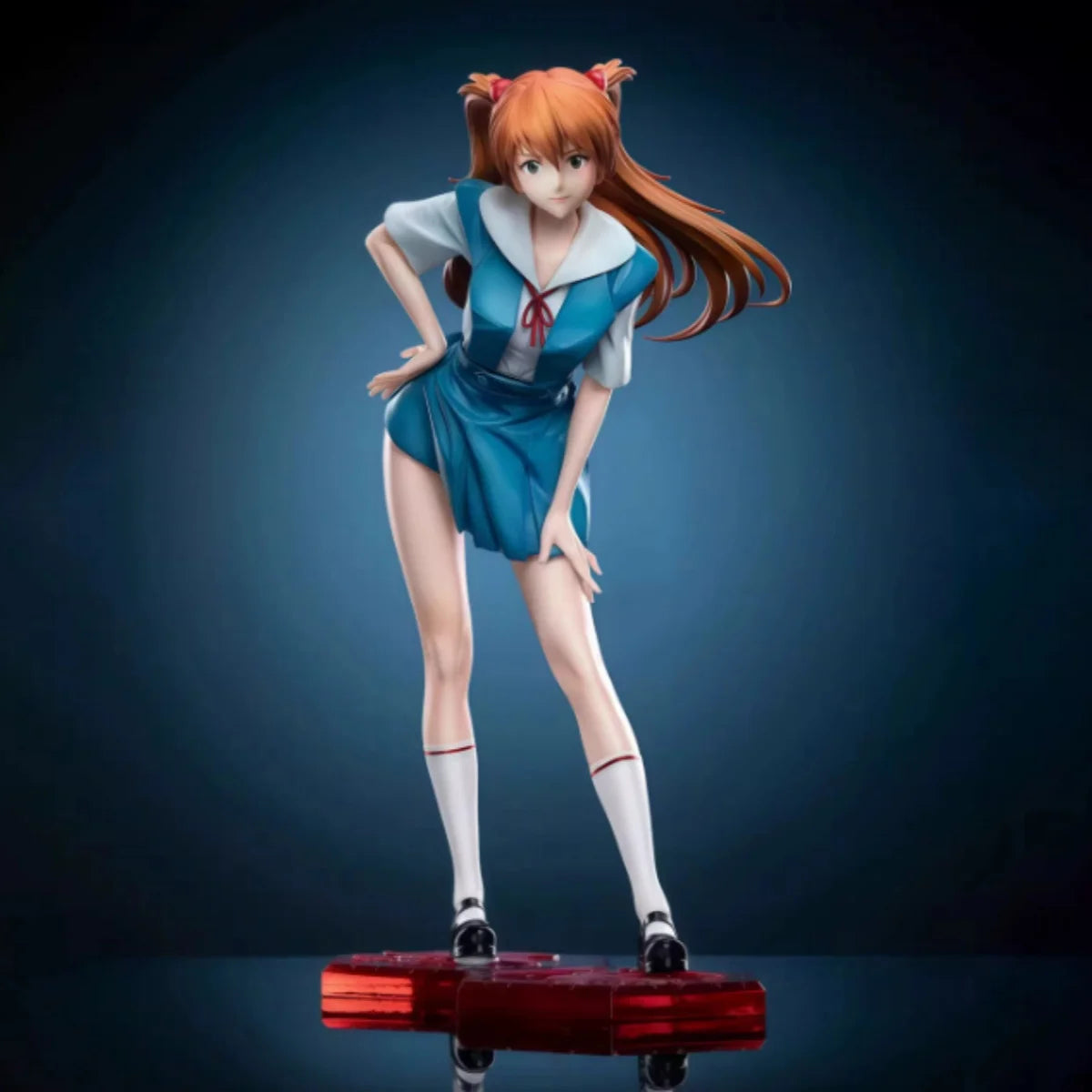 Anime Neon Genesis Evangelion Asuka 20cm Action Doll Model School Uniform Girls Pvc Desk Decoration Doll Gk Model Toys Gifts